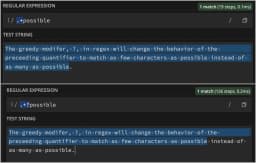 Regex greedy modifier