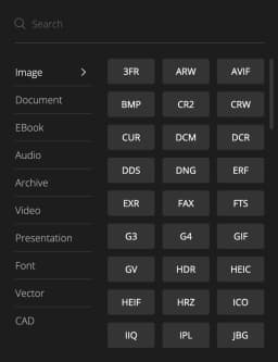 Convert images to different formats