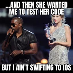 Kanye West and Taylor Swift developer meme